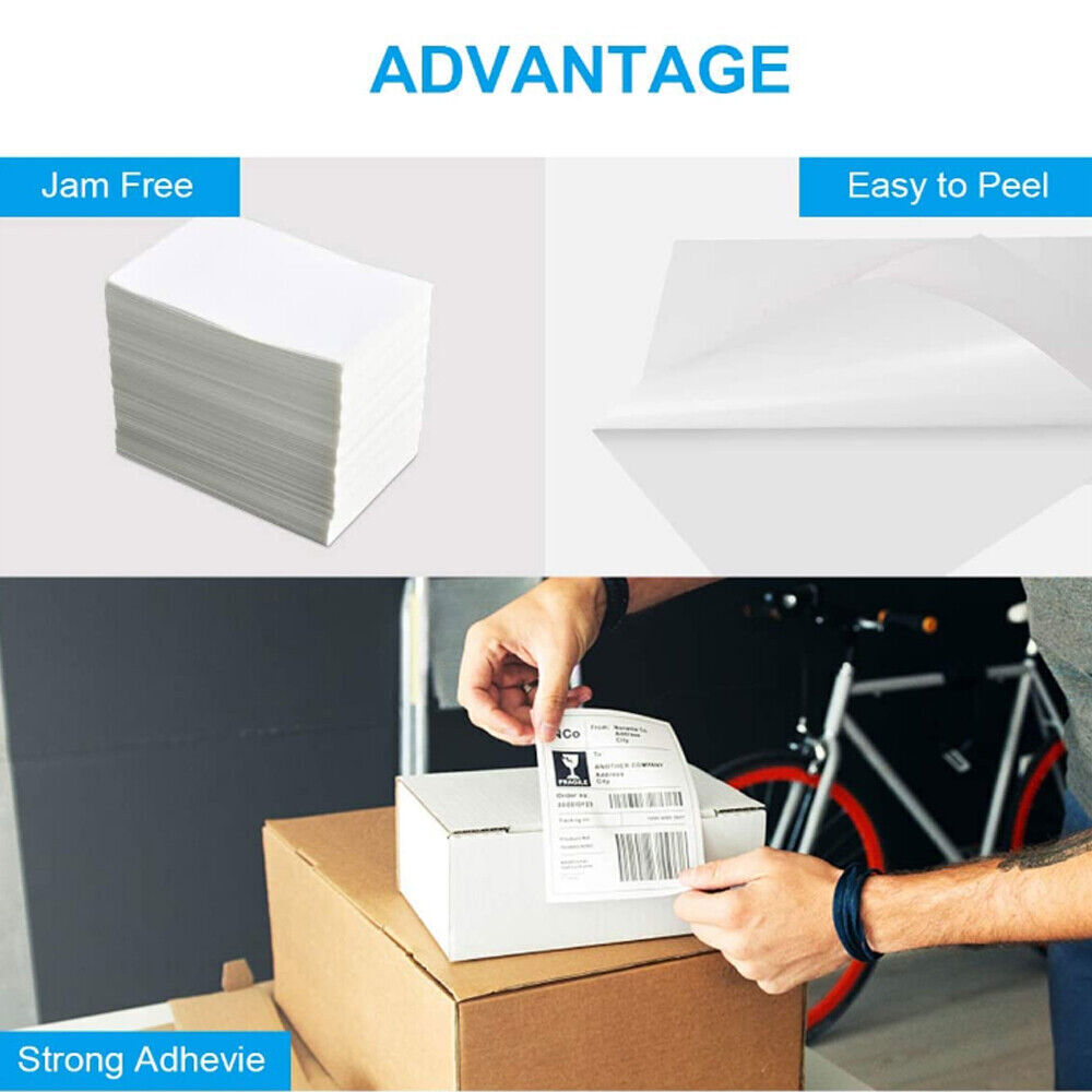 100-5000 4″x6″ Fanfold Direct Thermal Shipping Labels for Zebra & Rollo Printer