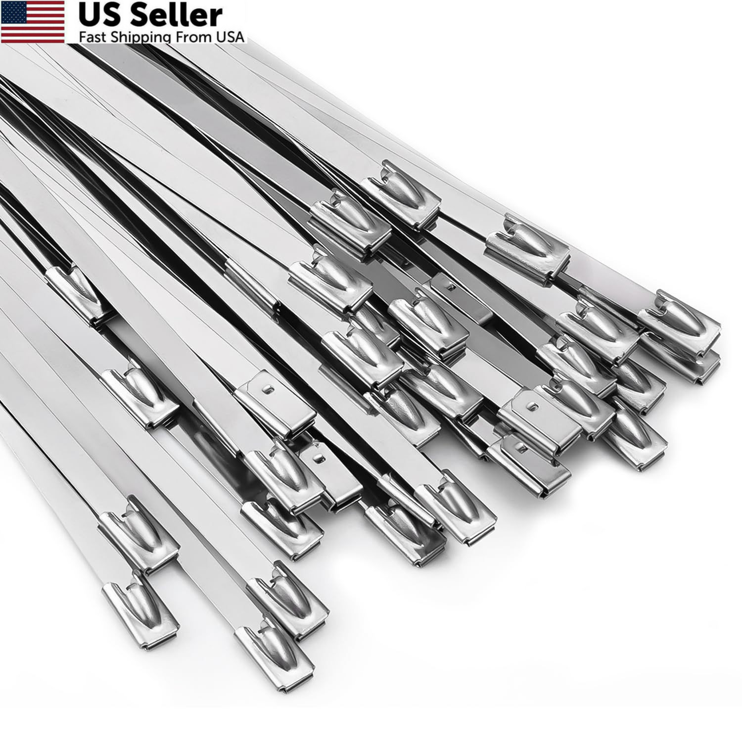 Metal Zip Ties 11.8 inch 100pcs 11.8x 0.18 x 0.01 inches (L*W*T), Silver