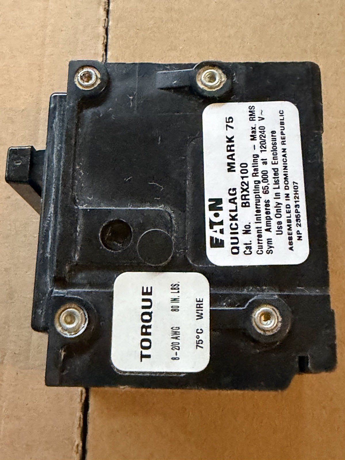 Eaton BRX2100 , 120/240V, Two-Pole Thermal Magnetic Circuit Breaker