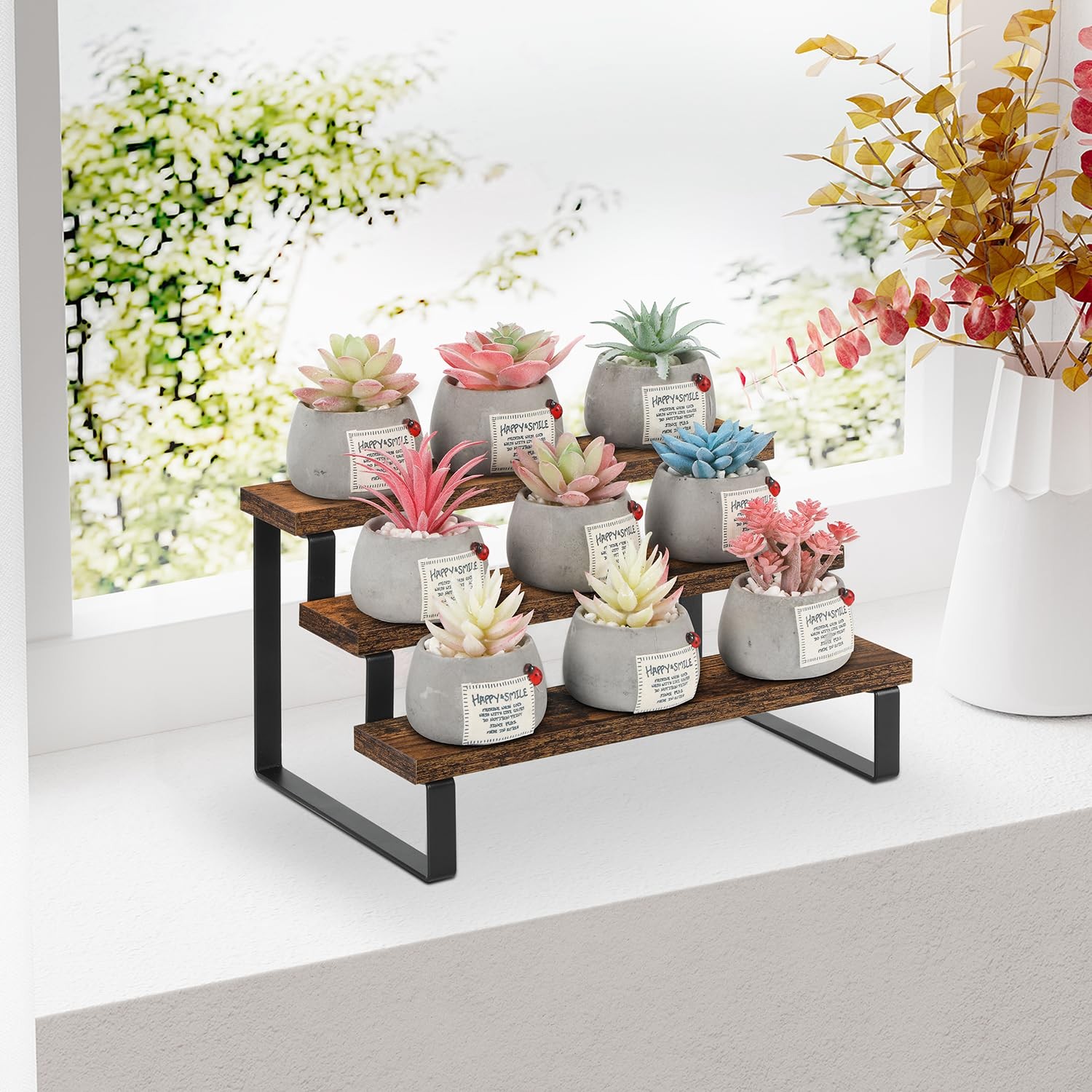 3 Tier Wooden Display Riser Stand Perfume Spice Rack Organizer Rustic Shelf 11.4