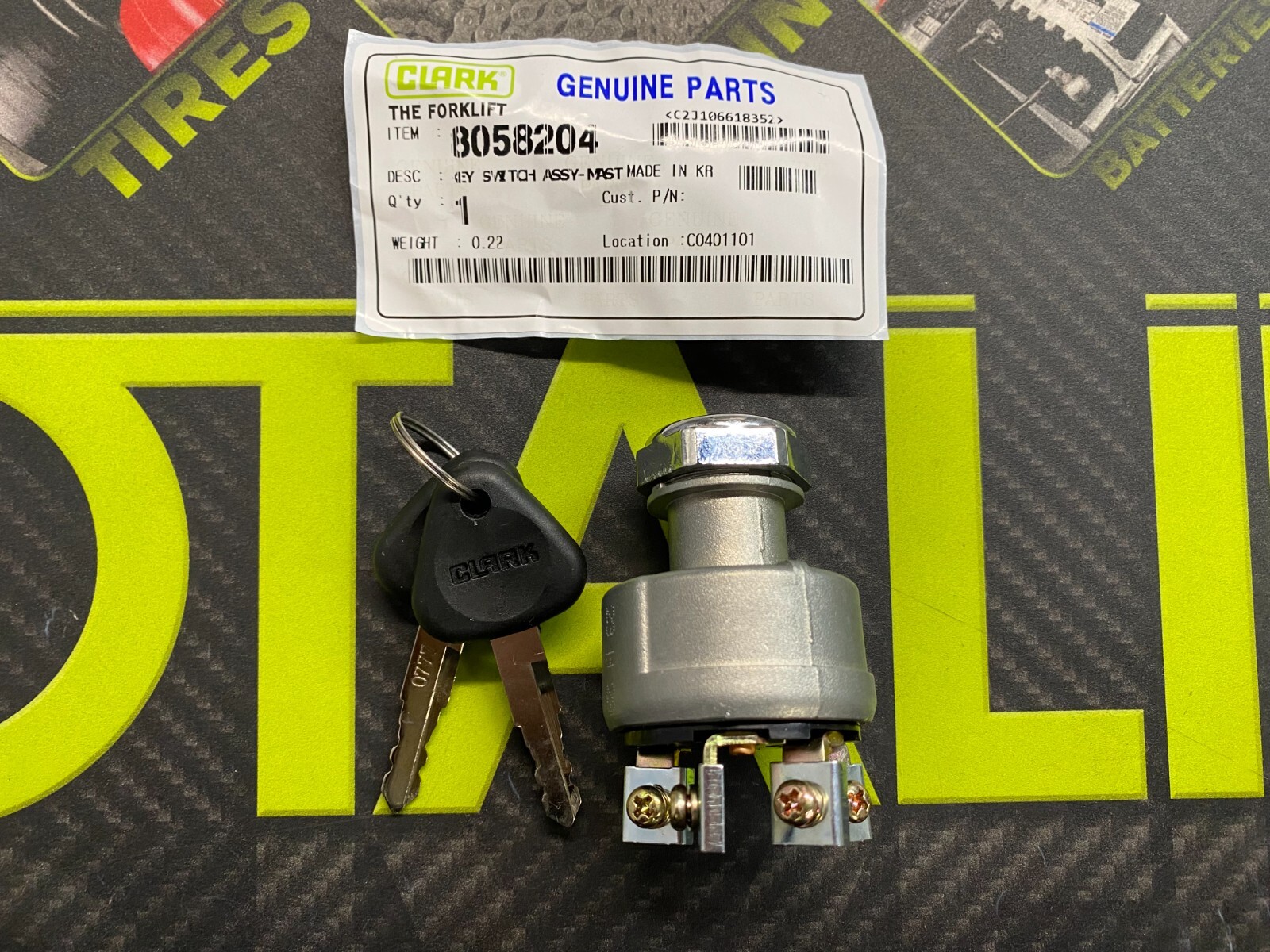 CLARK Forklift Ignition Switch Assembly with Two Keys (0777) #8058204 Key 13.047