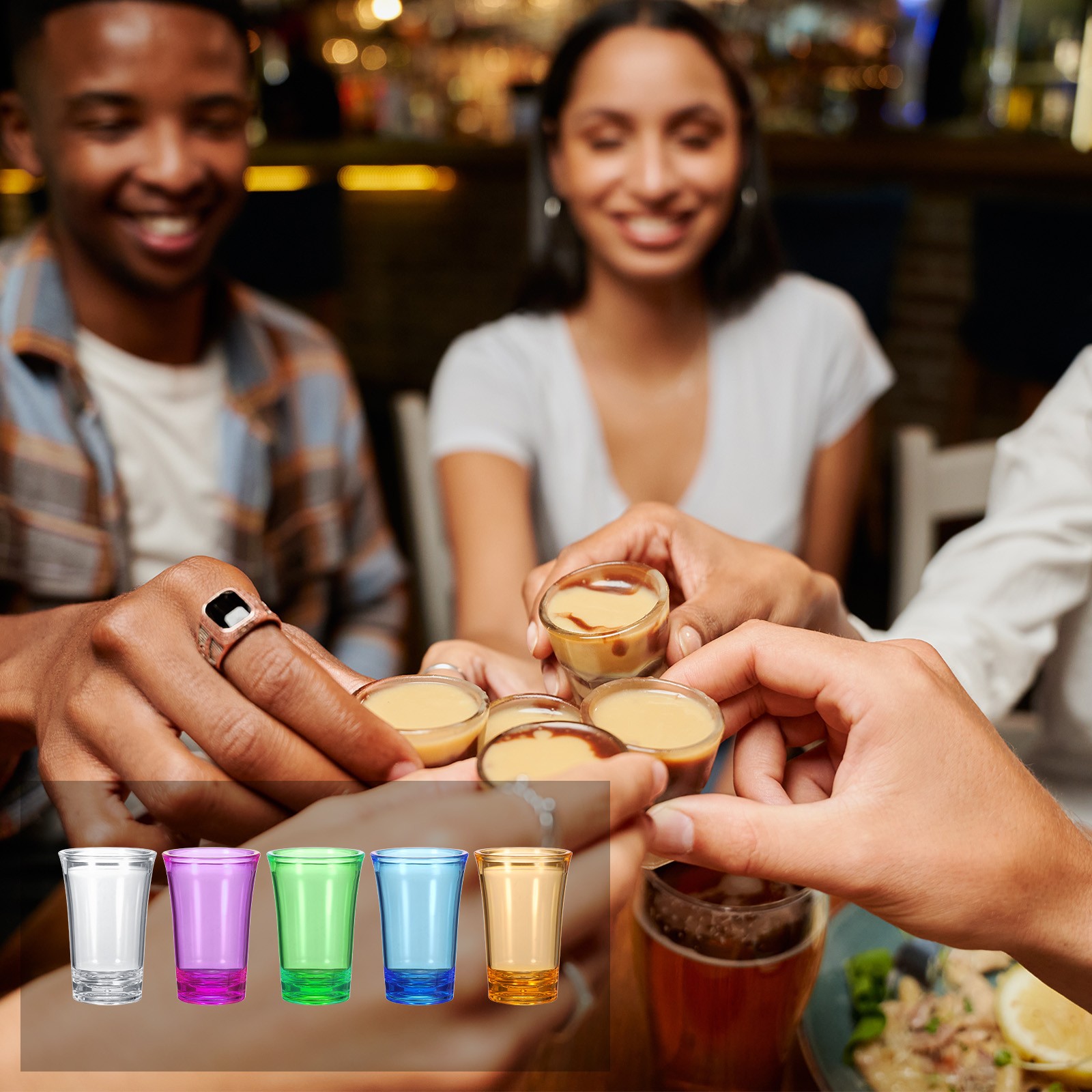6pcs Shot Glasses 1.2oz Polystyrene for Cocktail Transparent