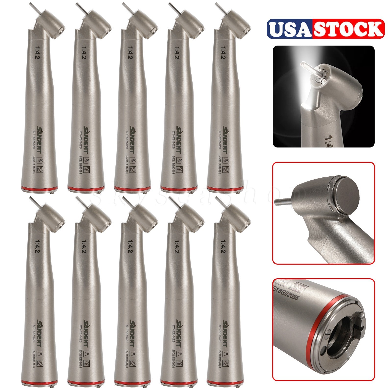 Dental 1:4.2 45° Fiber Optic Contra Angle Electric Surgical Handpiece For NSK US