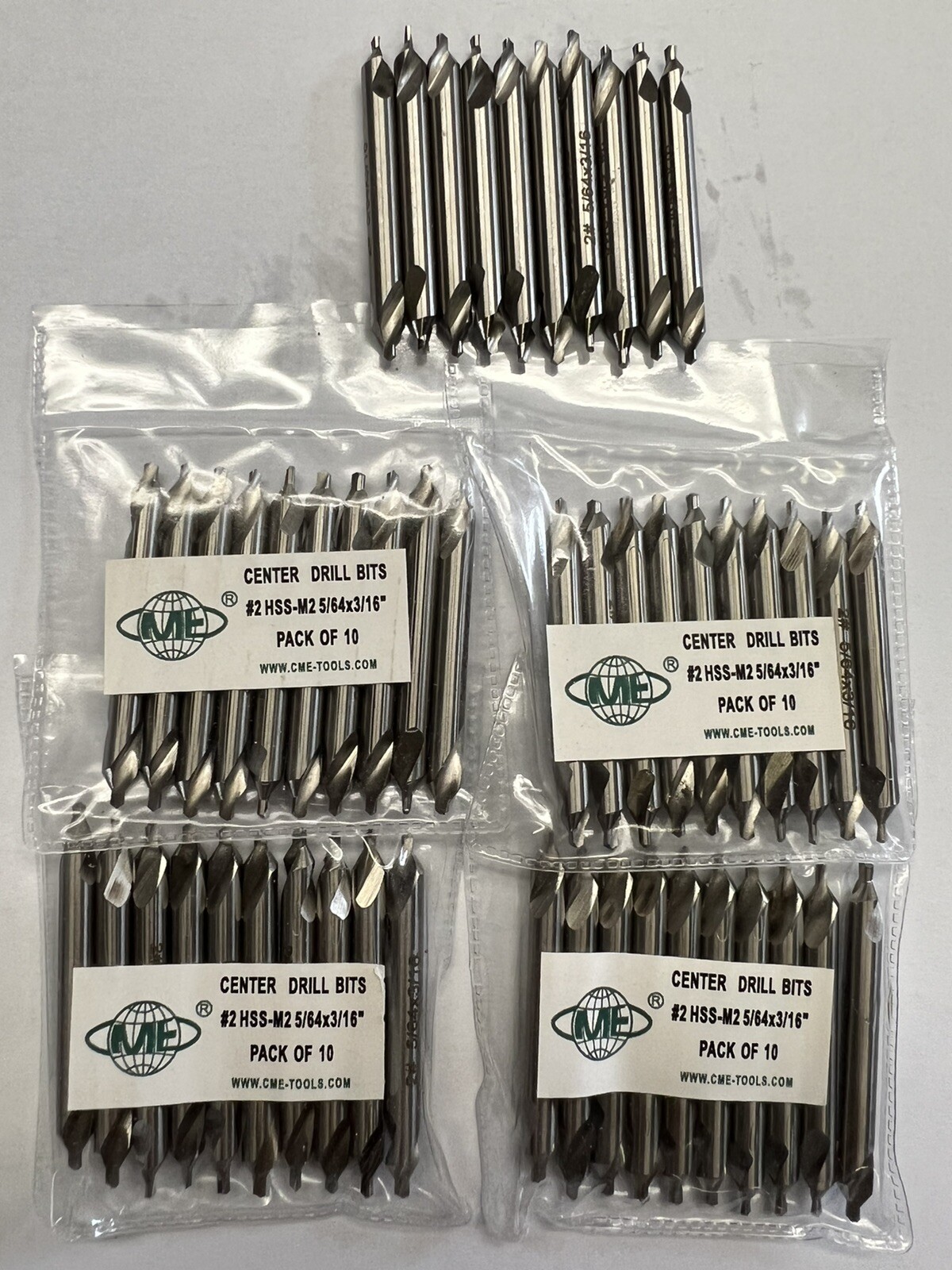 20pcs M2 HSS #2 center drills 5/64×3/16×1-7/8″ #530-200