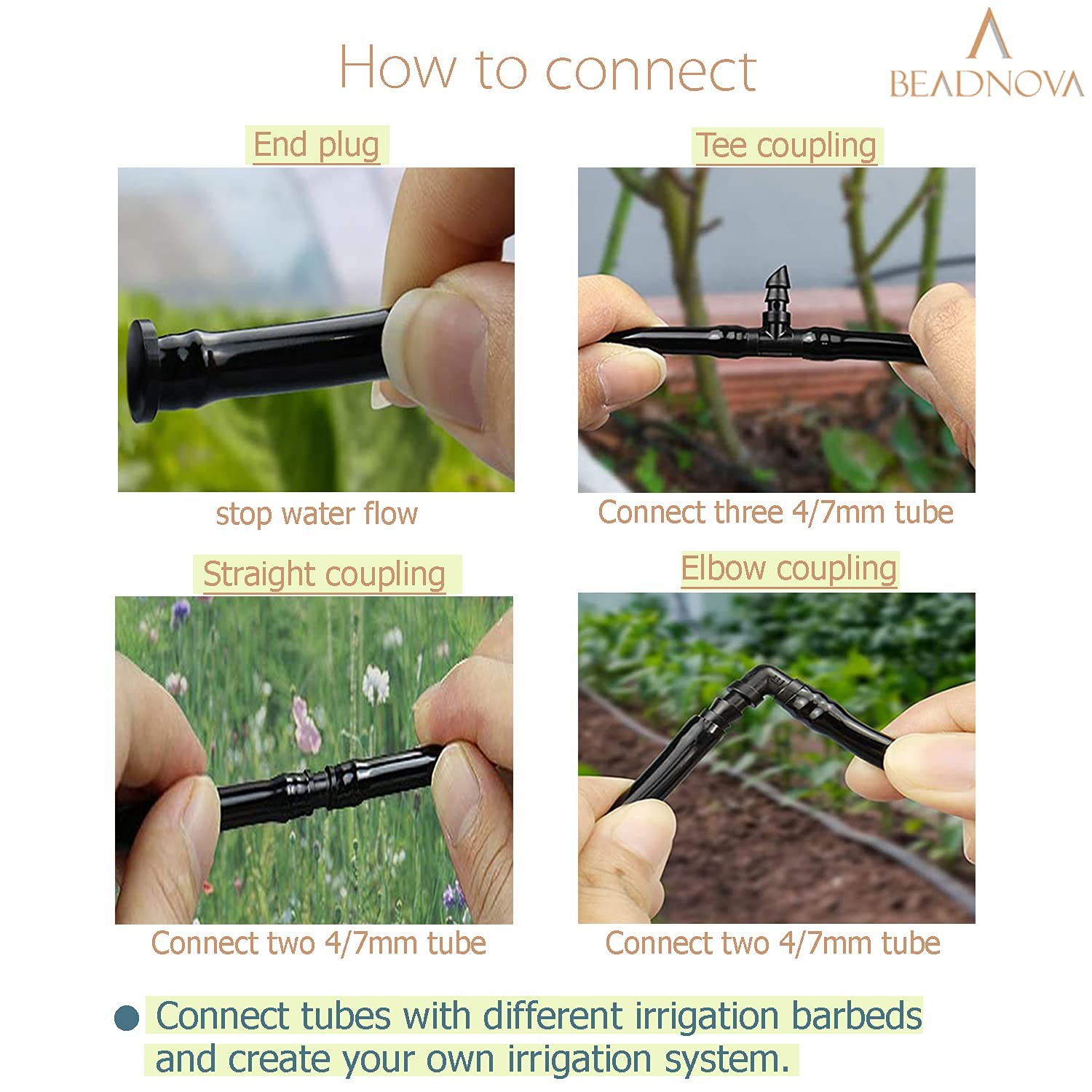 BEADNOVA Drip Irrigation Parts 80 Pcs Medium to Large Coverage Area, 80pcs