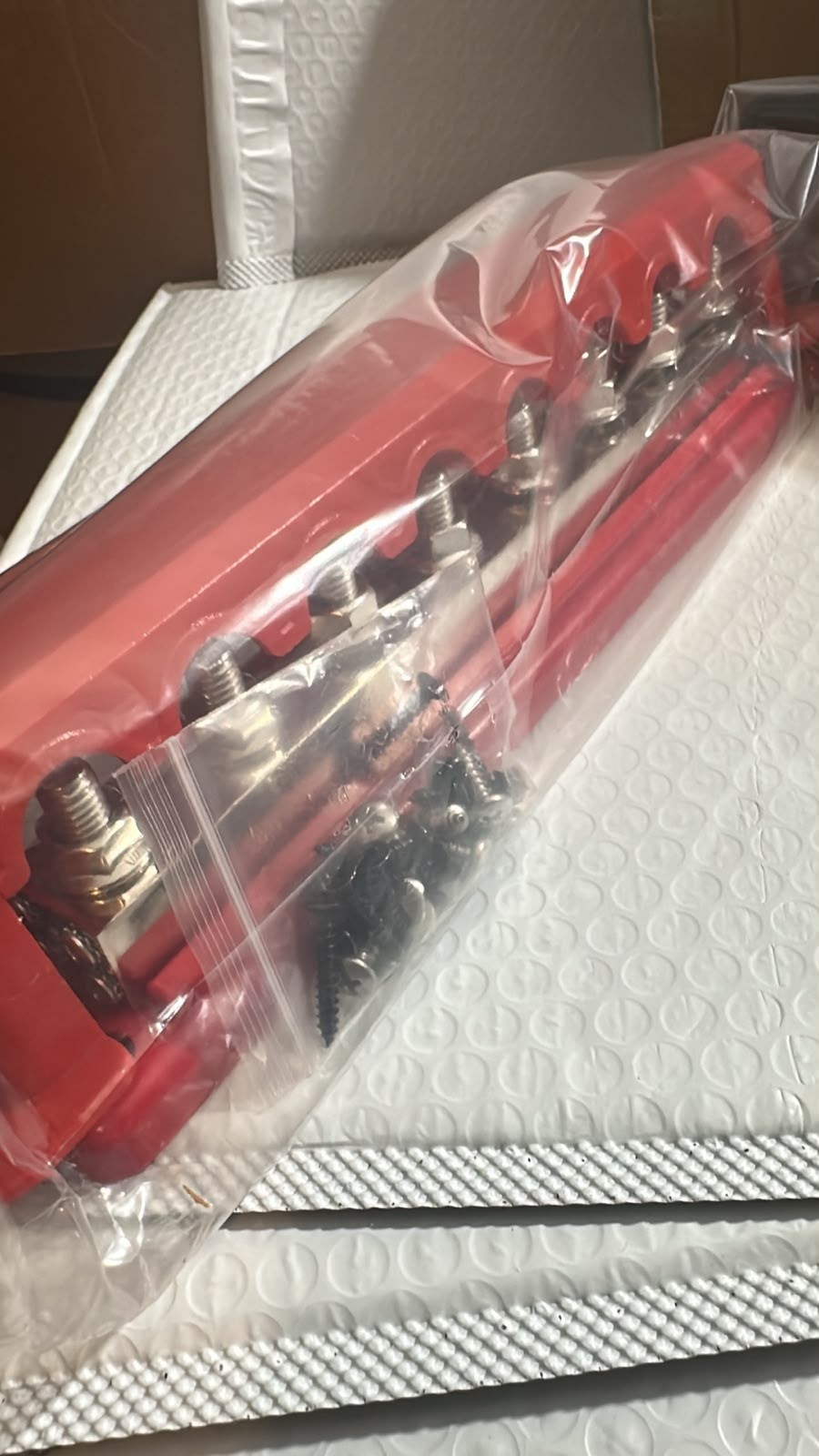 600A Battery Bus Bar 8 Way Copper Terminal Block M10 Studs with Cover Red Black