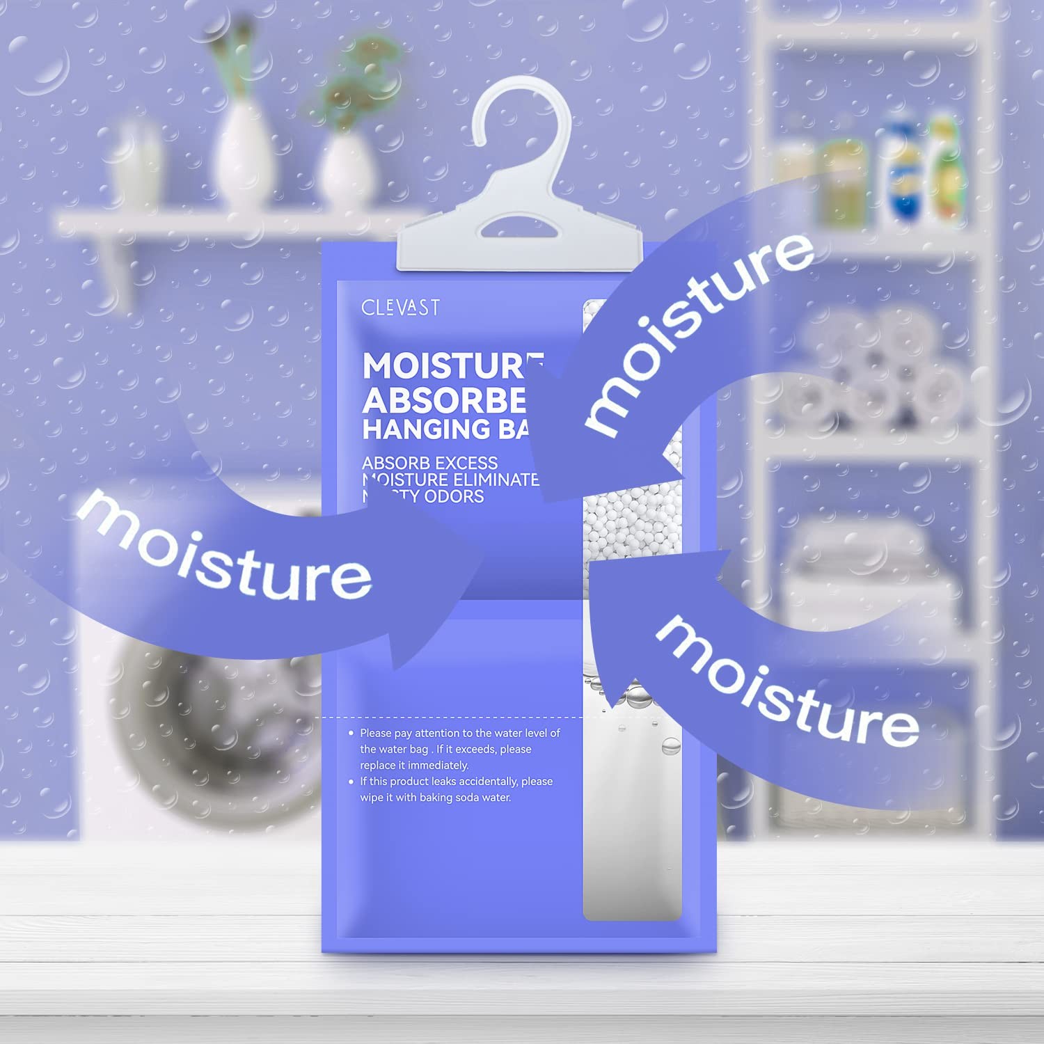 CLEVAST Moisture Absorbers Packets 10 Pack, Dehumidifier Bags 9.6 oz, purple