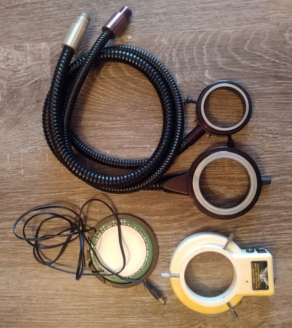 Lot, Nikon SMZ-645, Olympus SZ3060 Stereozoom Microscopes, Olympus Stand, lights