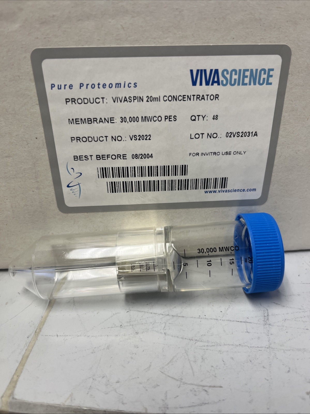 VIVASCIENCE Vivaspin 20ml Concentrator 30k MWCO PES P/N: VS2022 (48/pk)