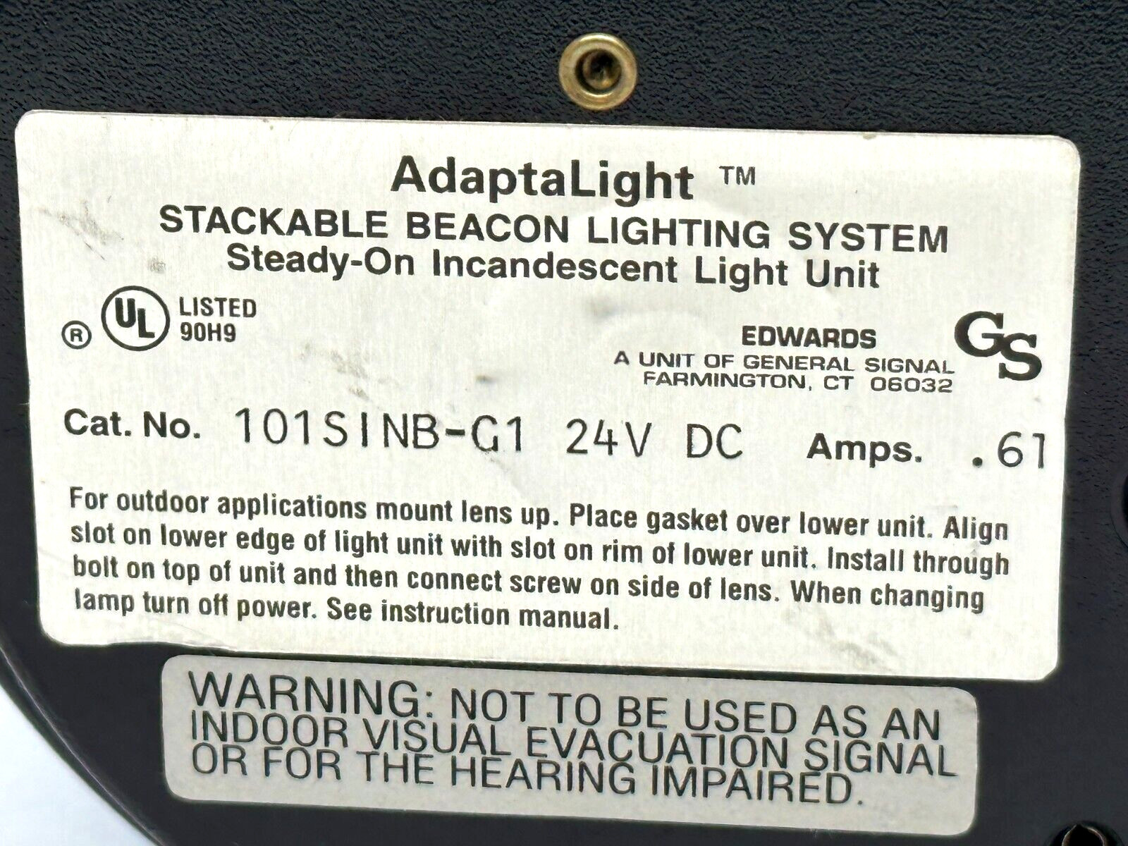 Edwards 101SINB-G1 AdaptaLight 101 Series Stackable Beacon Light Blue .61A 24VDC
