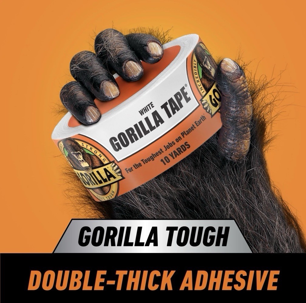 Gorilla Tape, White Duct Tape, 1.88″ x 10 yd, White, (Pack of 4) Extra Strong