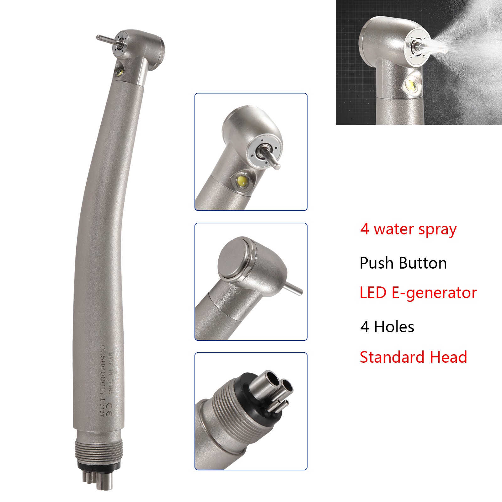 Dental LED Fibre Optic Contra Angle 1:1 Handpiece Fit NSK Ti-Max X25L Style