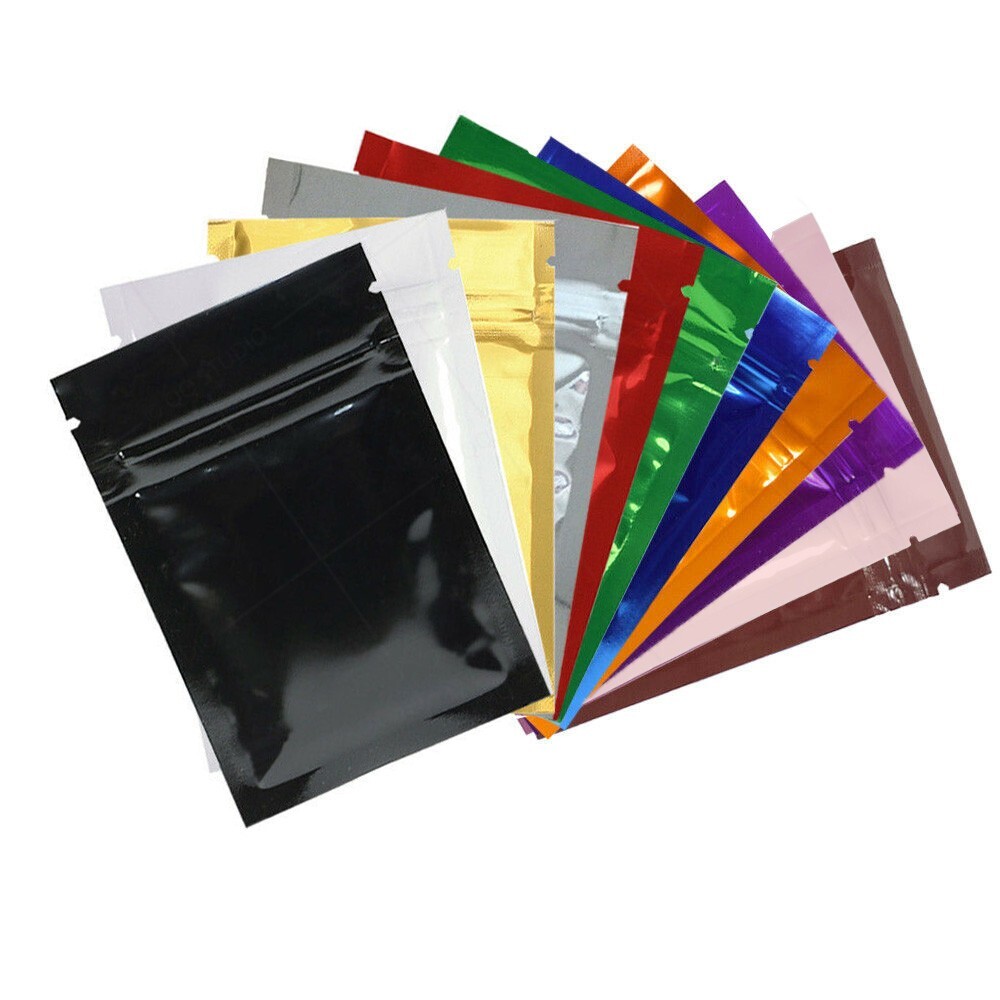 Hot Sale Reclosable Glossy Foil Mylar Bags Zip Seal Zipper Top Lock Bags HS01