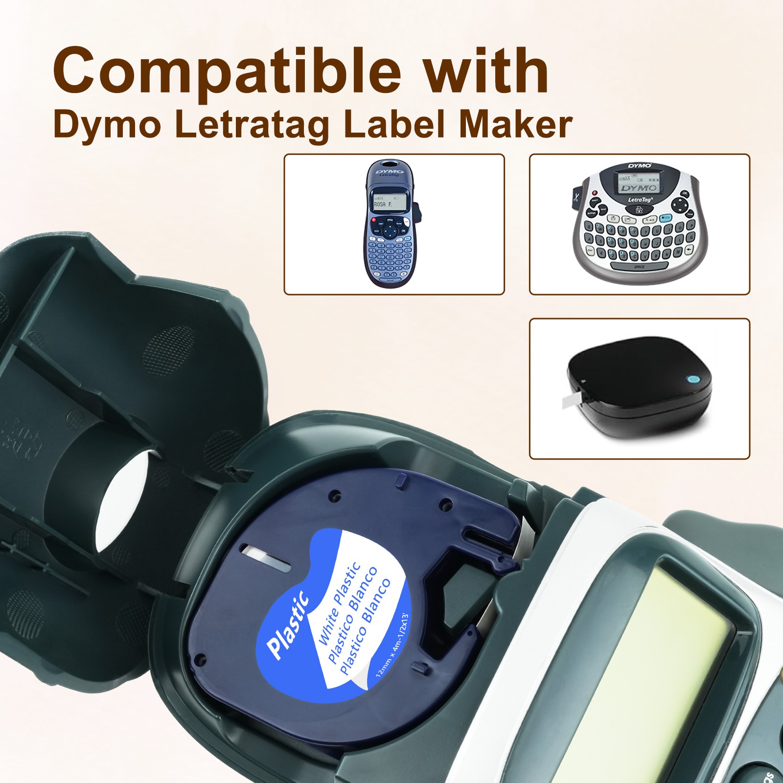 5Packs For Dymo 12mm LetraTag Refills White 91331 Fit for DYMO LetraTag 110T