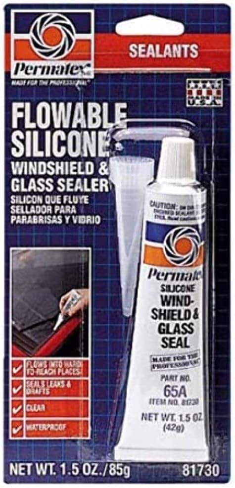 Permatex 81730 Flowable Silicone Windshield and Glass Sealer, 1.5 oz.