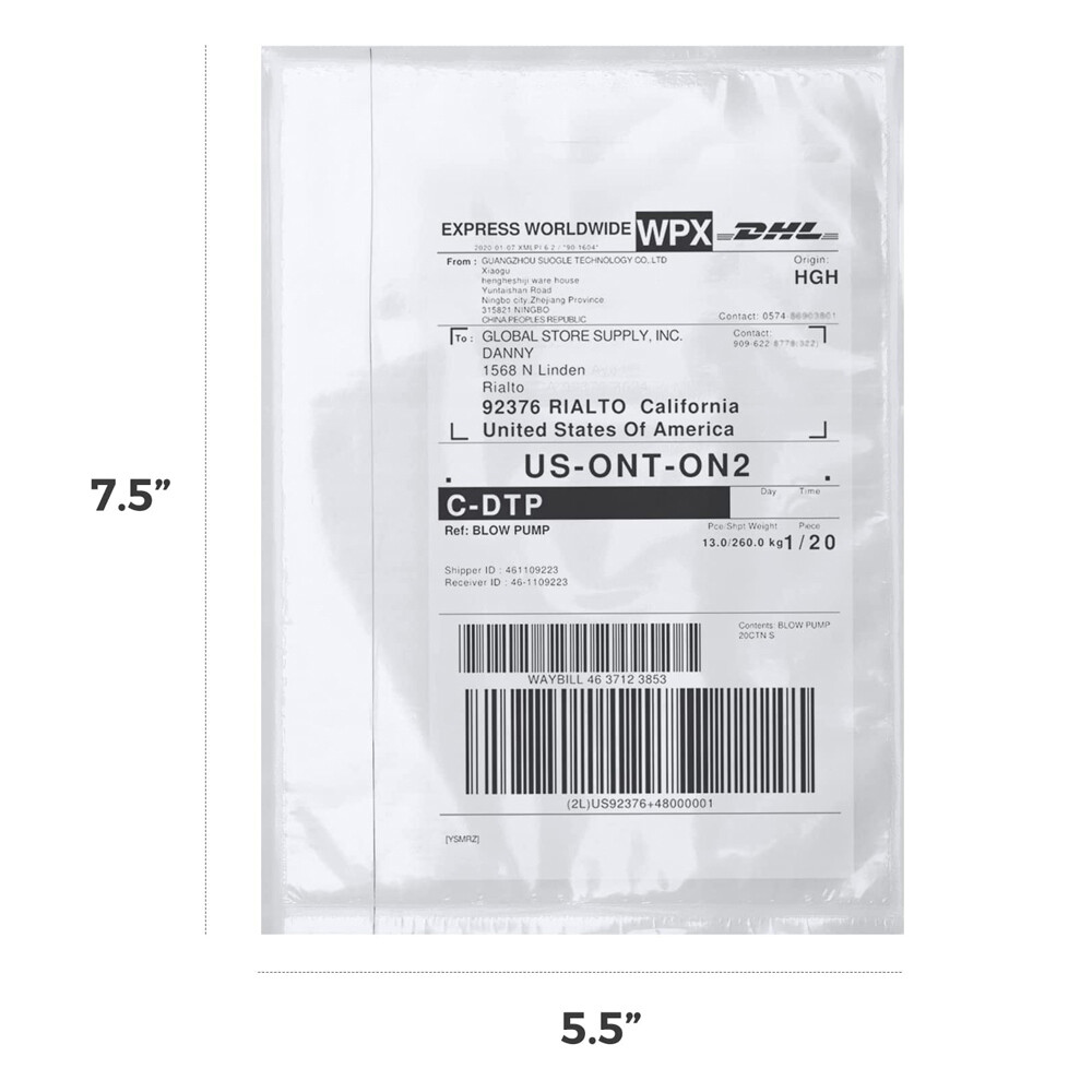 50-1000 7.5″ x 5.5″ Clear Adhesive Packing List Shipping Label Envelopes Pouches