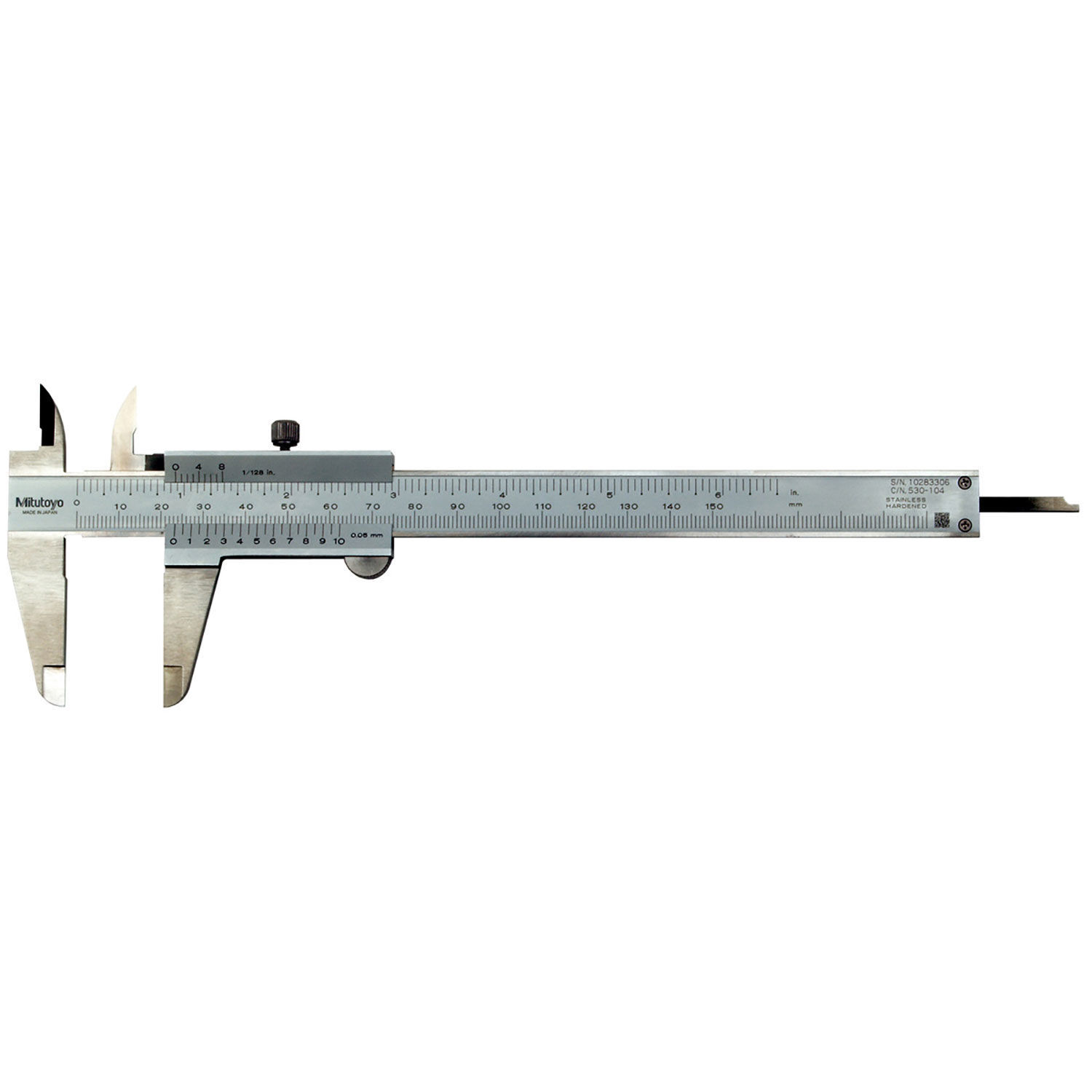 0 – 150mm/0 – 6″ X 0.05mm and 1/128″ Vernier Caliper