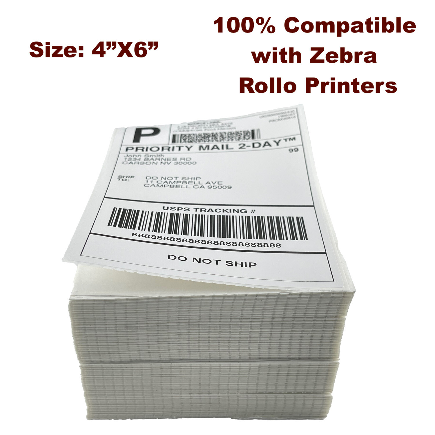 500 4×6 Fanfold Direct Thermal Shipping Labels for Zebra & Rollo Printers