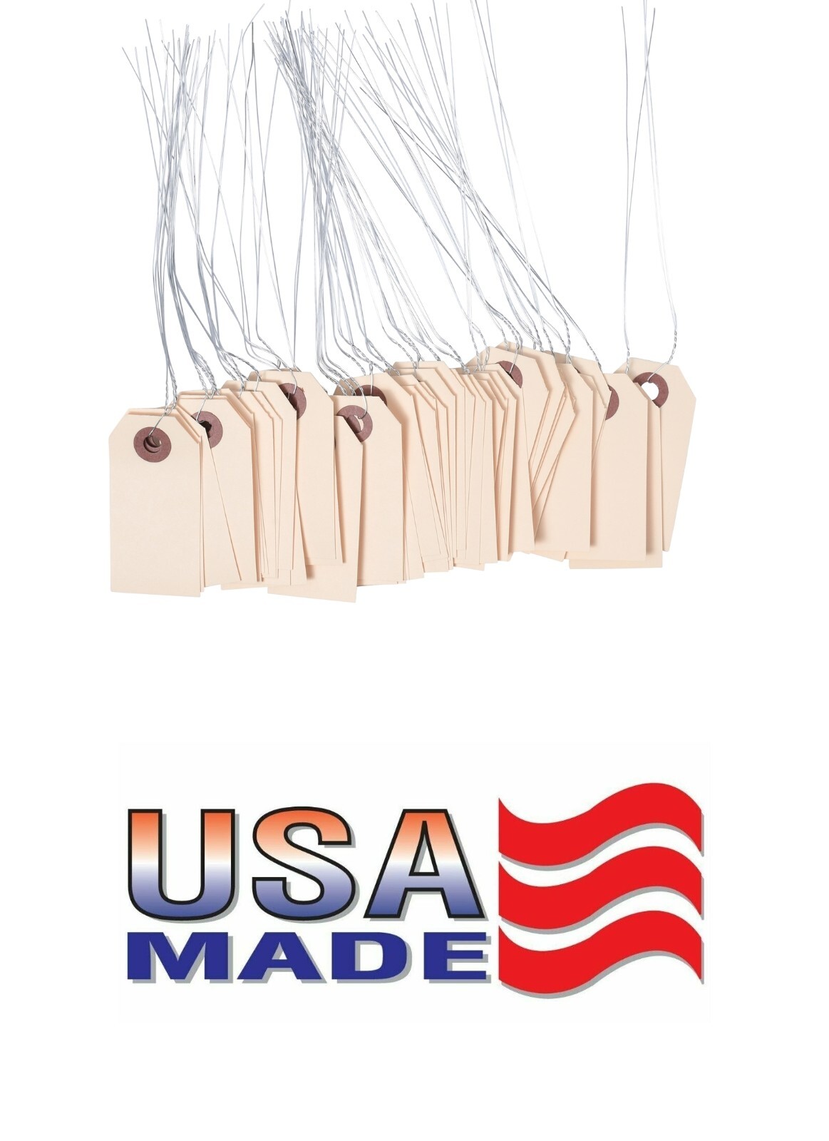 1000- 2 3/4″ x 1 3/8″ Size 1 Manila Inventory Shipping Hang Tags with Wire 13 Pt