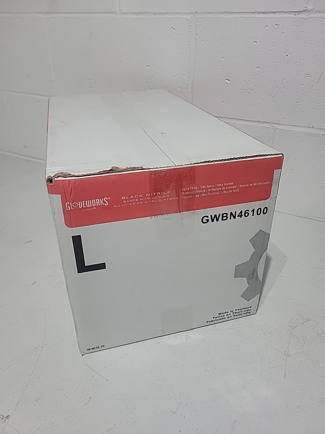 Box of 10 GLOVEWORKS Industrial Black Disposable Nitrile Gloves 6 Mil L Large