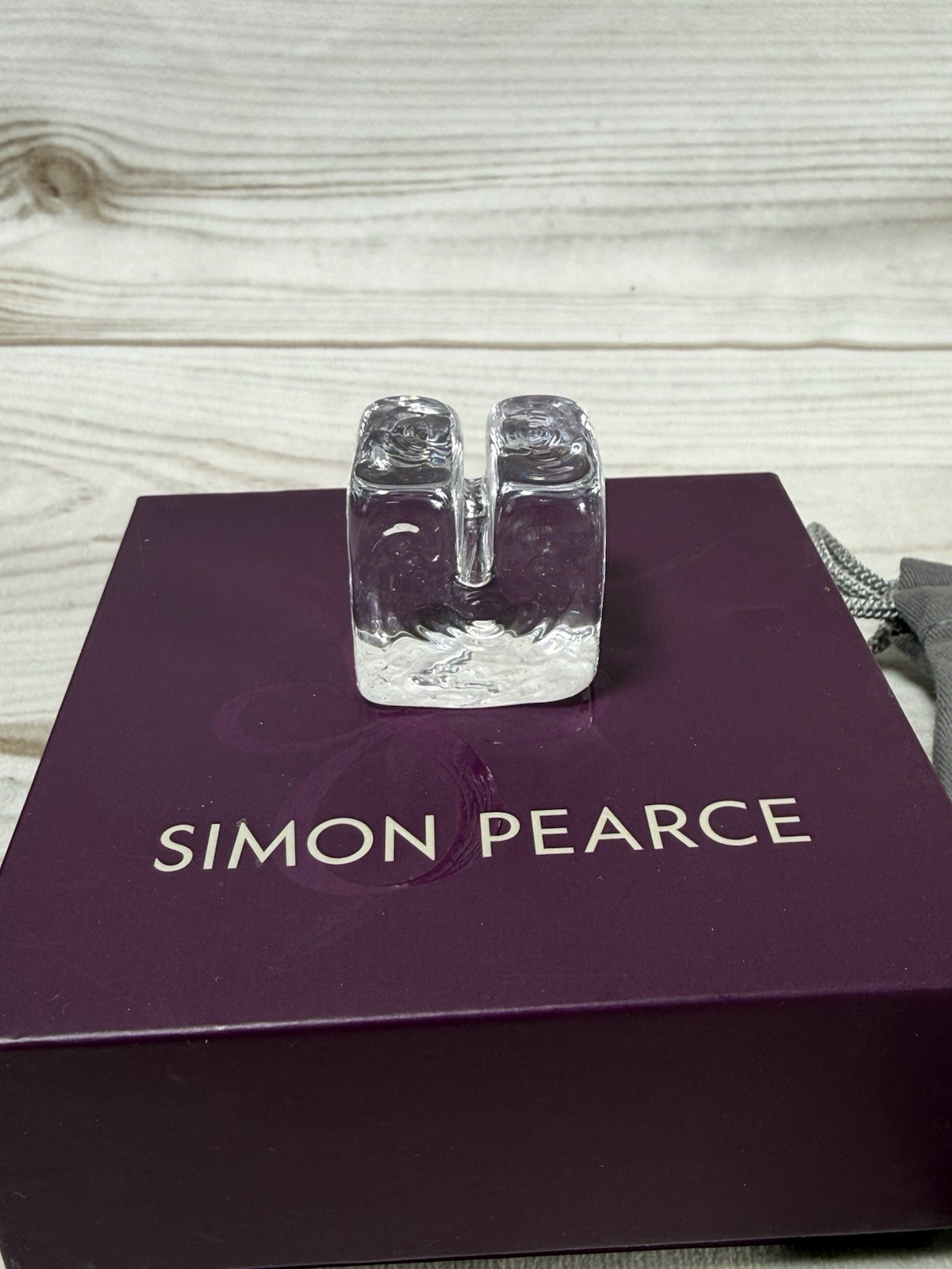 Simon Pearce Cube Glass Business Card Holder Paperweight