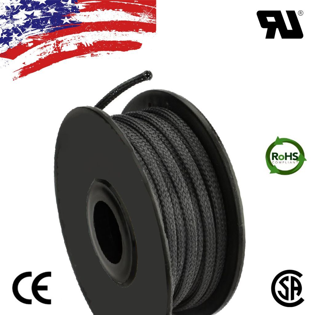 ALL SIZES 1 FT – 100 FT Black Expandable Wire Cable Sleeving Braided Tubing LOT