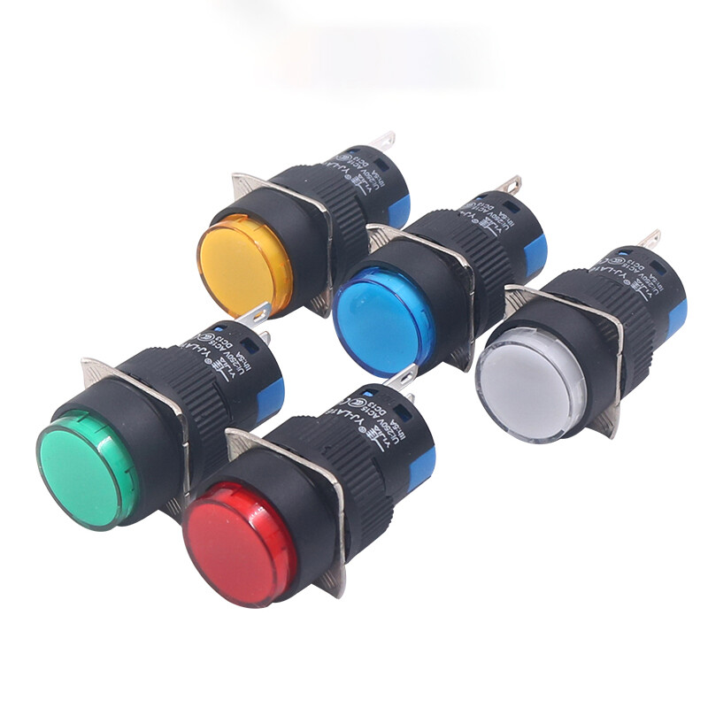 Round Rectangle Push Button Switch LED Light Momentary Latching 16mm 12/24/220V