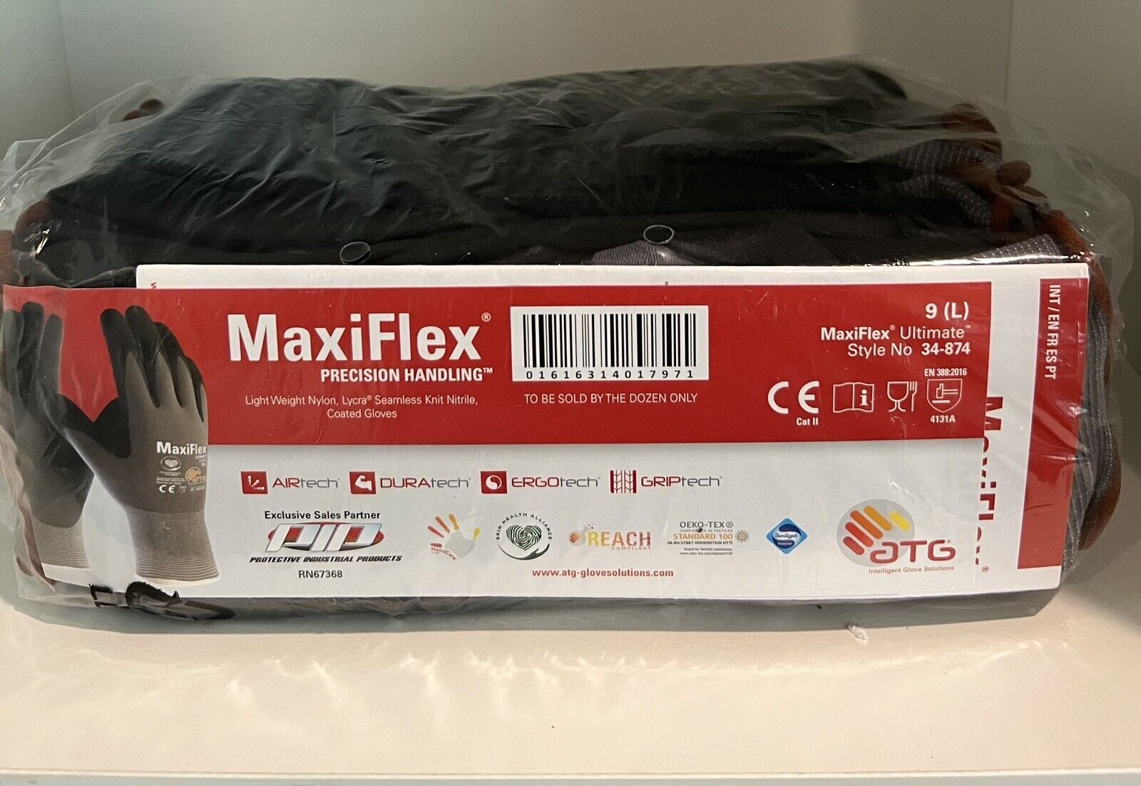 New MaxiFlex Ultimate 34-874 Seamless Nylon Gloves Nitrile 12 Pk. Various Sizes
