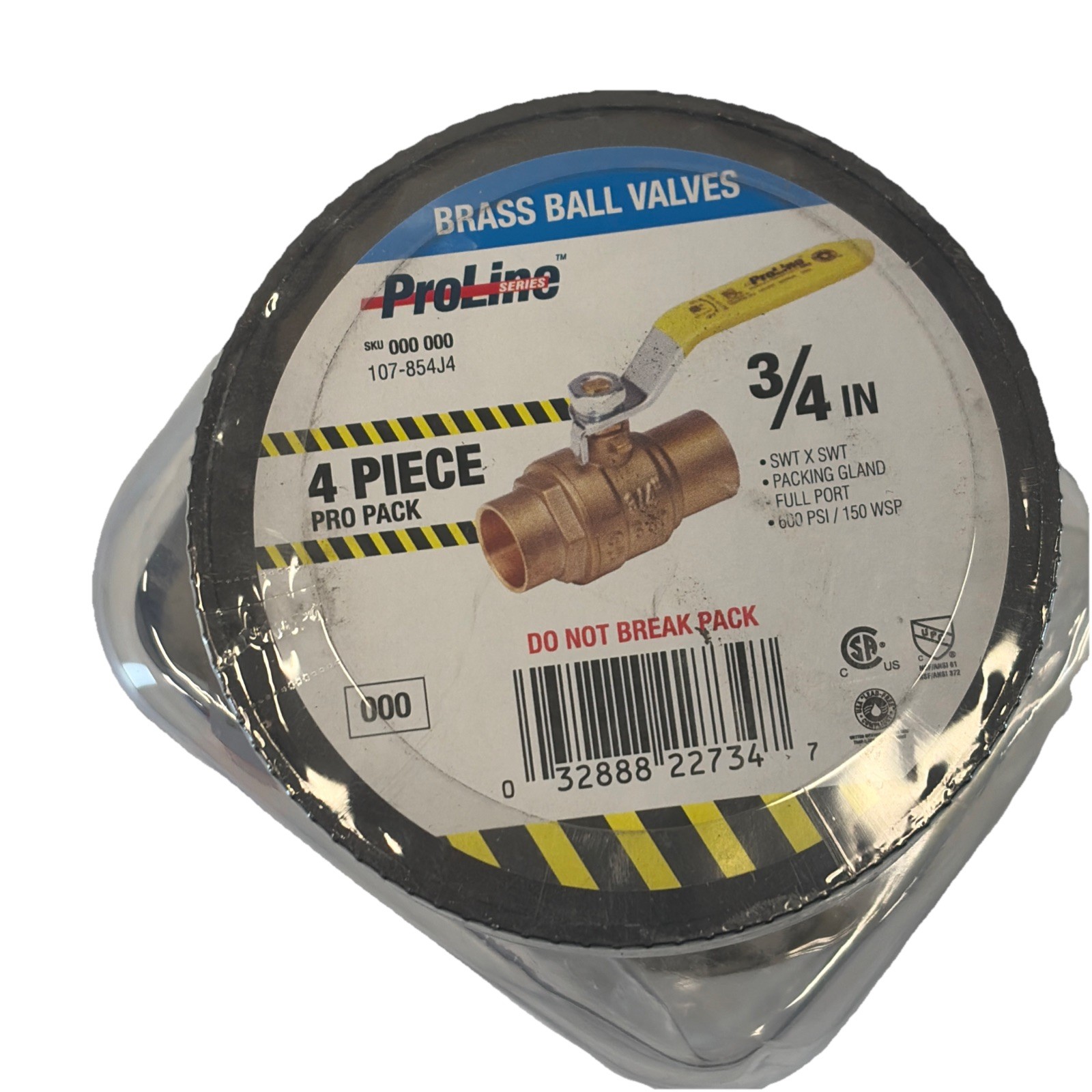 4 ProLine Series 3/4 in. Brass Full Port Ball Valve SWT x SWT 4-Pack 107-854J4