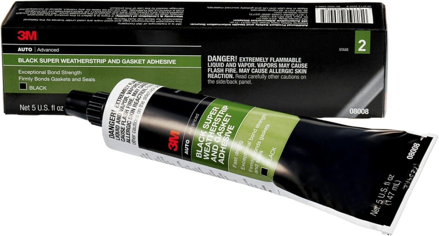 Black Super Weatherstrip and Gasket Adhesive, 08008, 5 fl oz, 1 Per Pack
