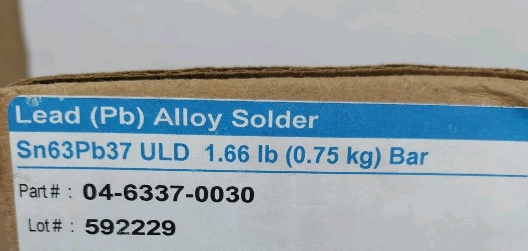 5 Kester Sn63Pb37 Bars Sn63Pb37 Ultra Low Dross J-STD-006C 1.66 LB Each 8.3 LBS