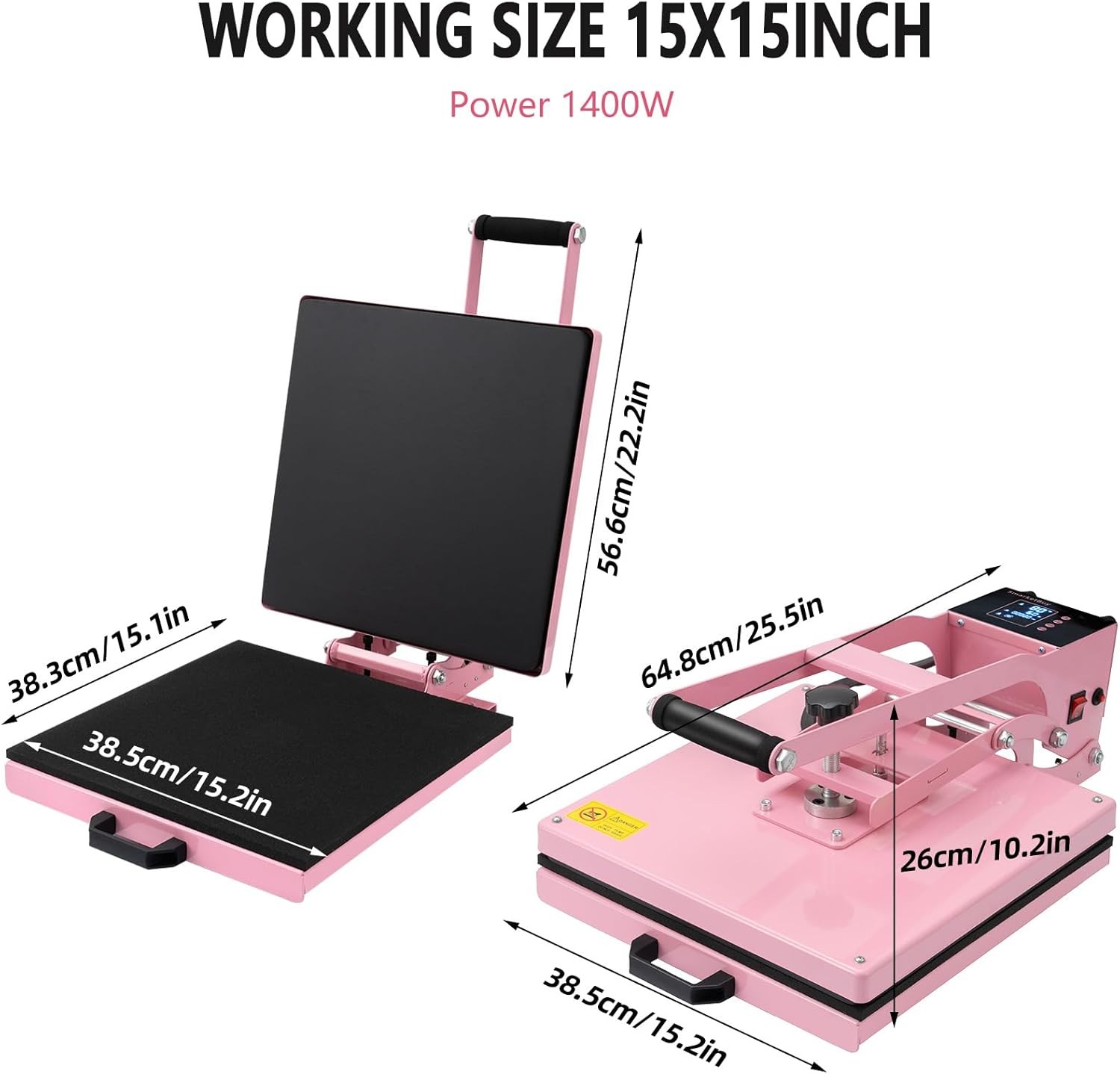 15″x15″ Digital Clamshell T-shirt Heat Press Machine Transfer Sublimation Print