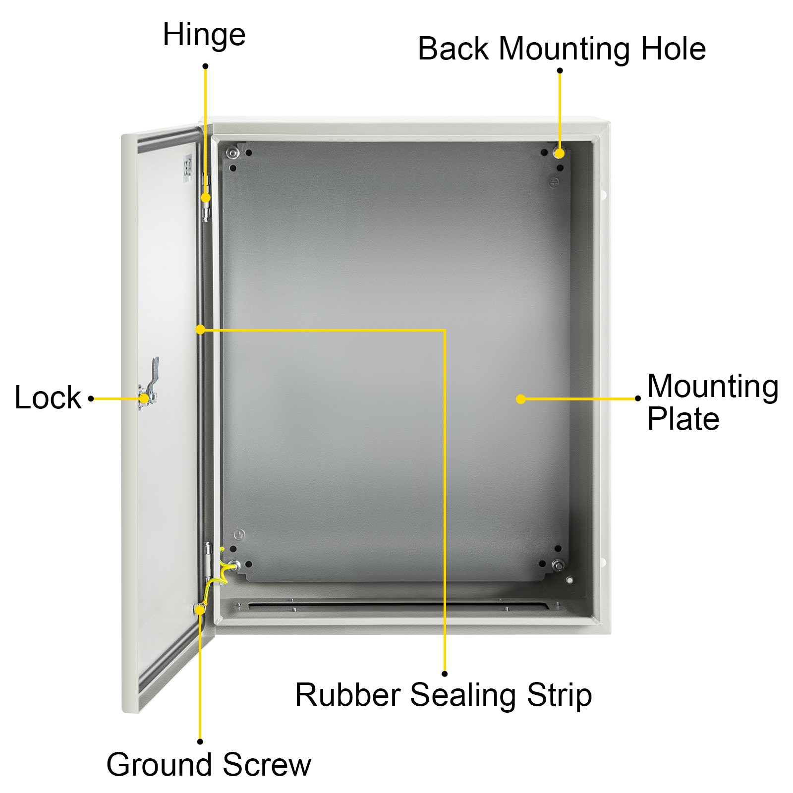 VEVOR 20x16x8” Carbon Steel Electrical Enclosure IP65 Wall Mount Junction Box