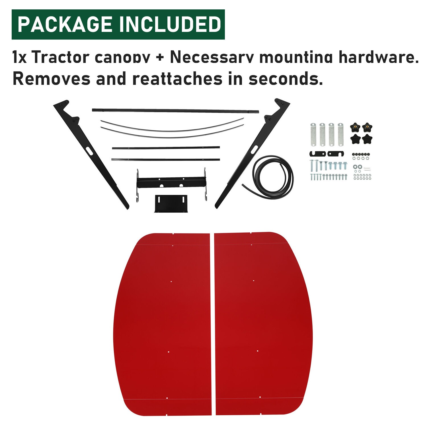 Red Tuff Top Tractor Canopy For ROPS 52″ X 52″ w/ Mounting Accessories