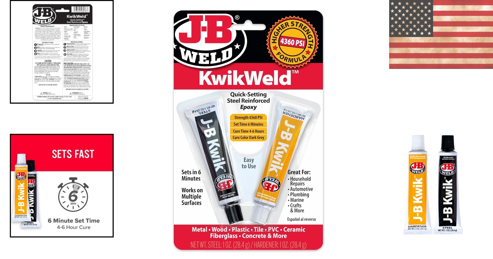 KwikWeld Quick Setting Steel Reinforced Epoxy – 2 Oz Dark Grey Repair Solution