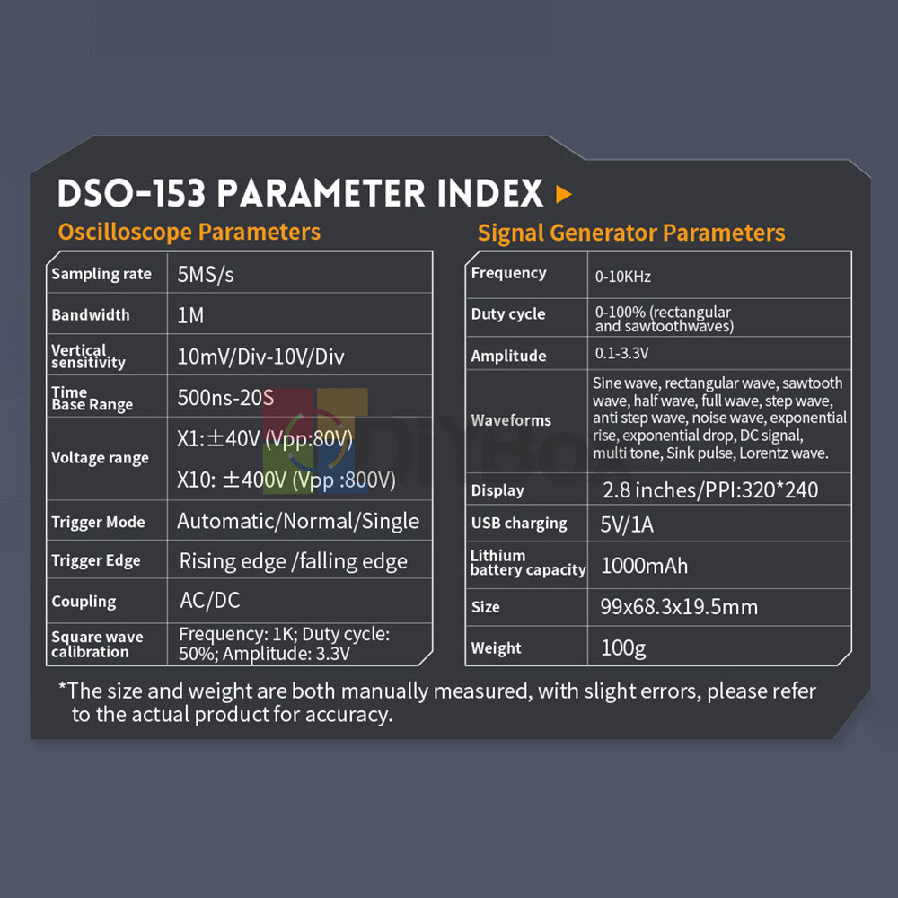 FNIRSI DSO153 /DSO510 Oscilloscope / Signal Generator / LCR-P1 Transistor Tester