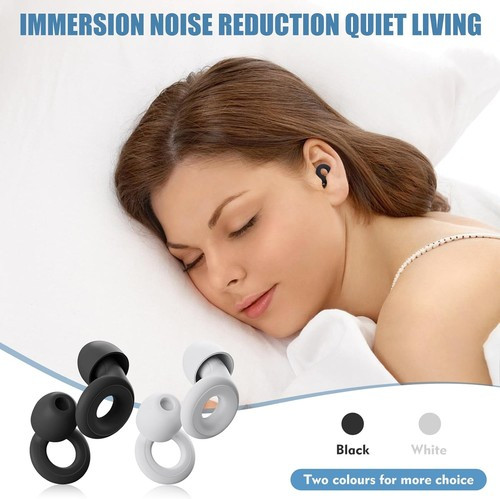 NEW Reusable Silicone Ear Plugs Noise Blocking Earplugs For Sleep, Study & Work