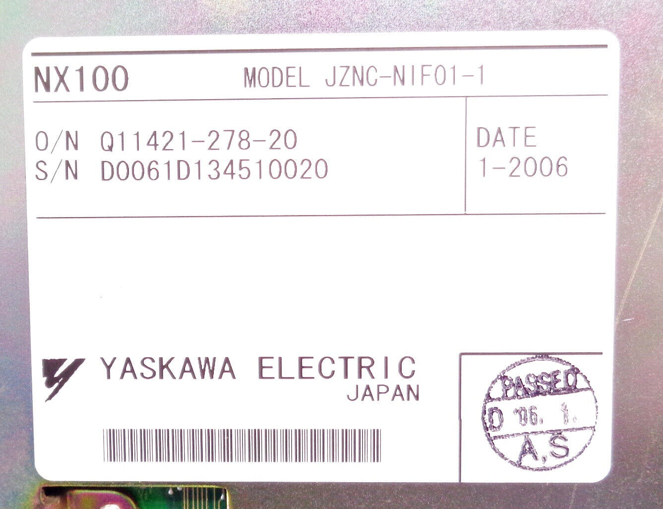 YASKAWA JZNC-NIF01-1 INTERFACE MODULE NX100