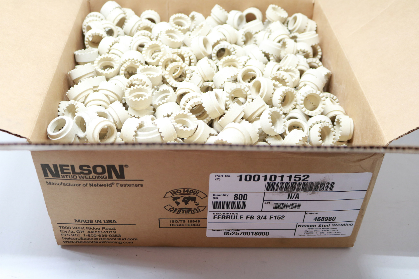 800x Pack Lot Nelson Stud Welding 100101152 Ceramic Ferrules FB 3/4″ F152