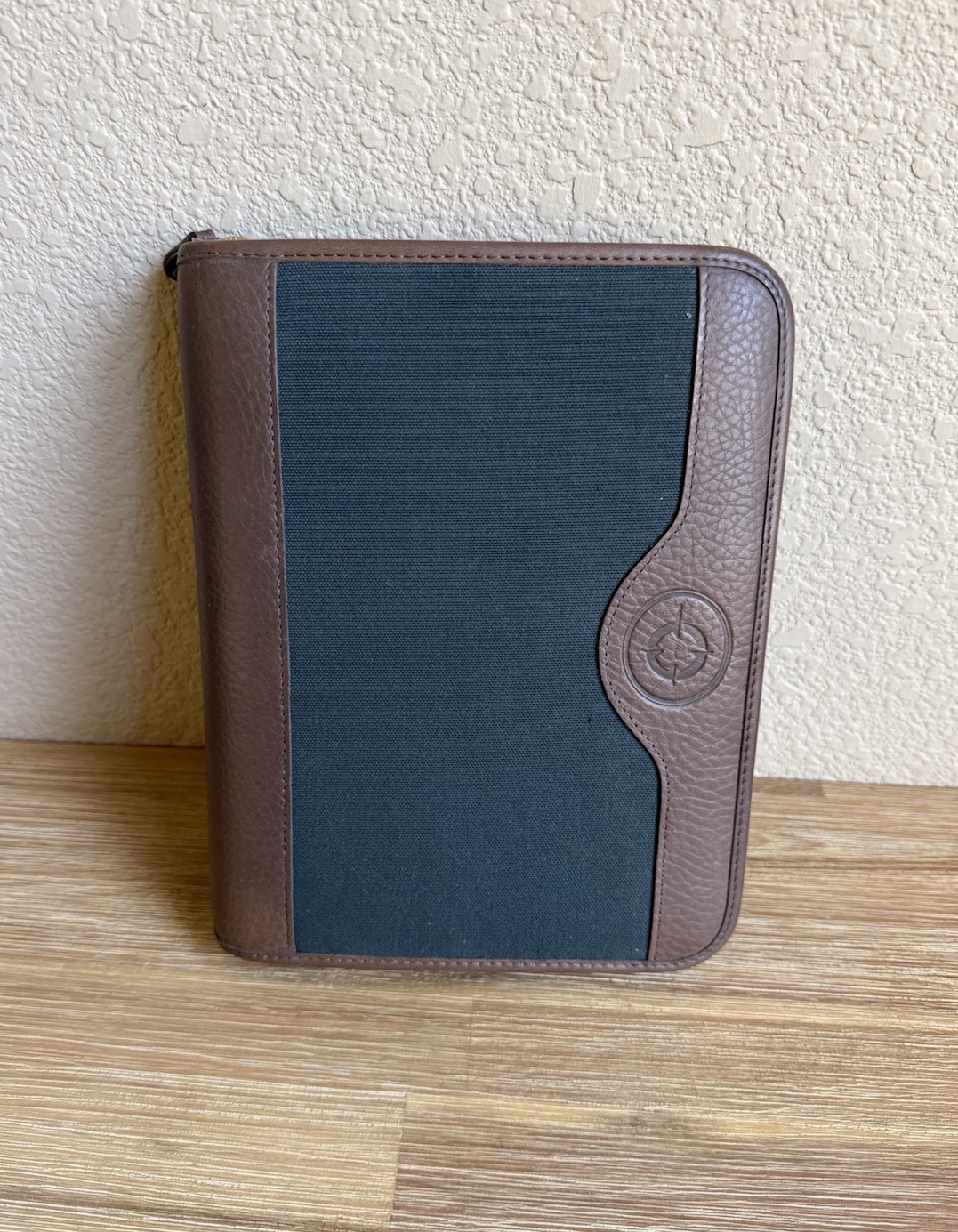 FRANKLIN COVEY Binder Green Line 10” x 8” NEW 90s GREEN With BROWN Leather Trim