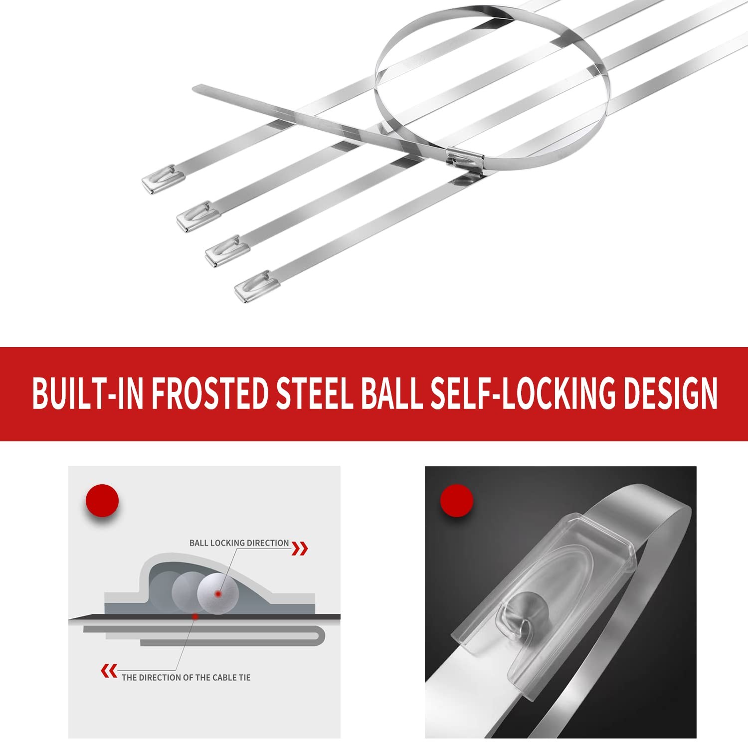Metal Zip Ties 11.8 inch 100pcs 11.8x 0.18 x 0.01 inches (L*W*T), Silver
