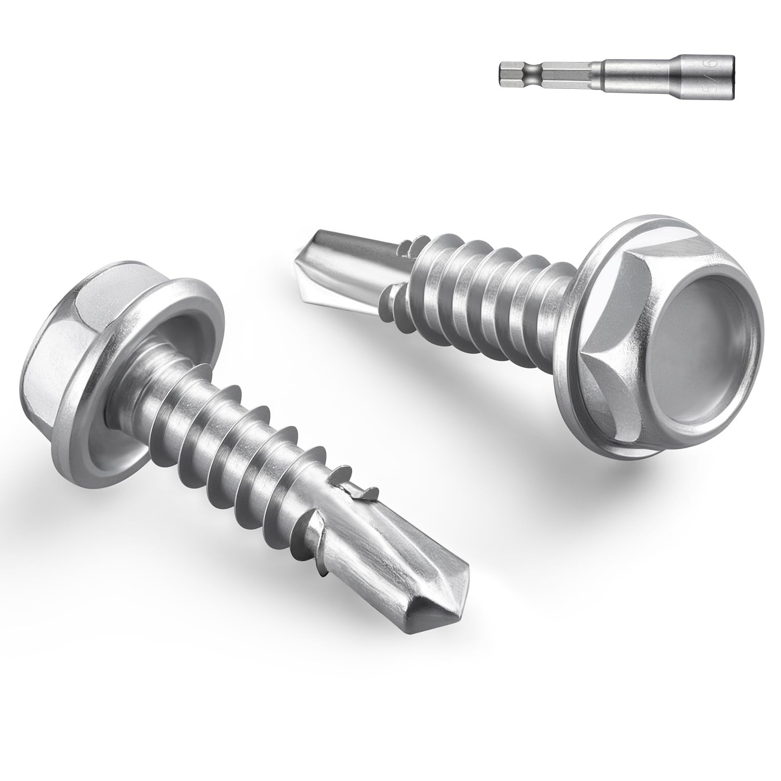 BNUOK #10 x 3/4 Inch Self Drilling Screws, #10×3/4″, Silver 0.5lb Per Box