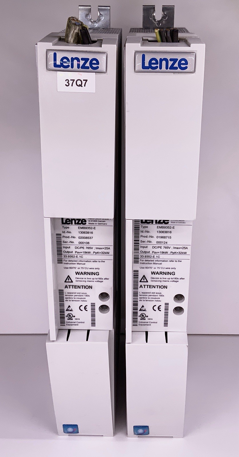 Lot of 2 : Lenze EMB9352-E Servo Drive, Brake Module 765VDC 25A 19kW