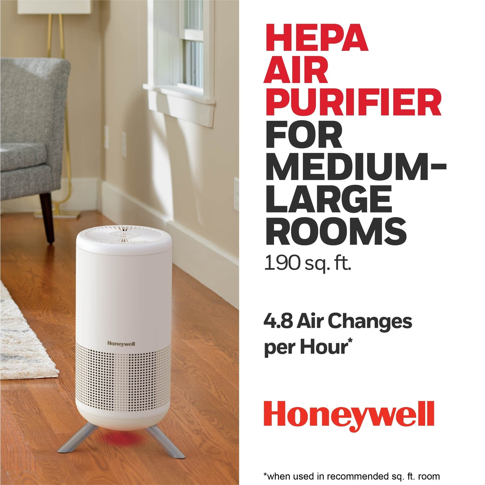 Honeywell HEPA Air Purifier for Home, 900 Ft² Rooms in 1 Hour, Desi… Fast