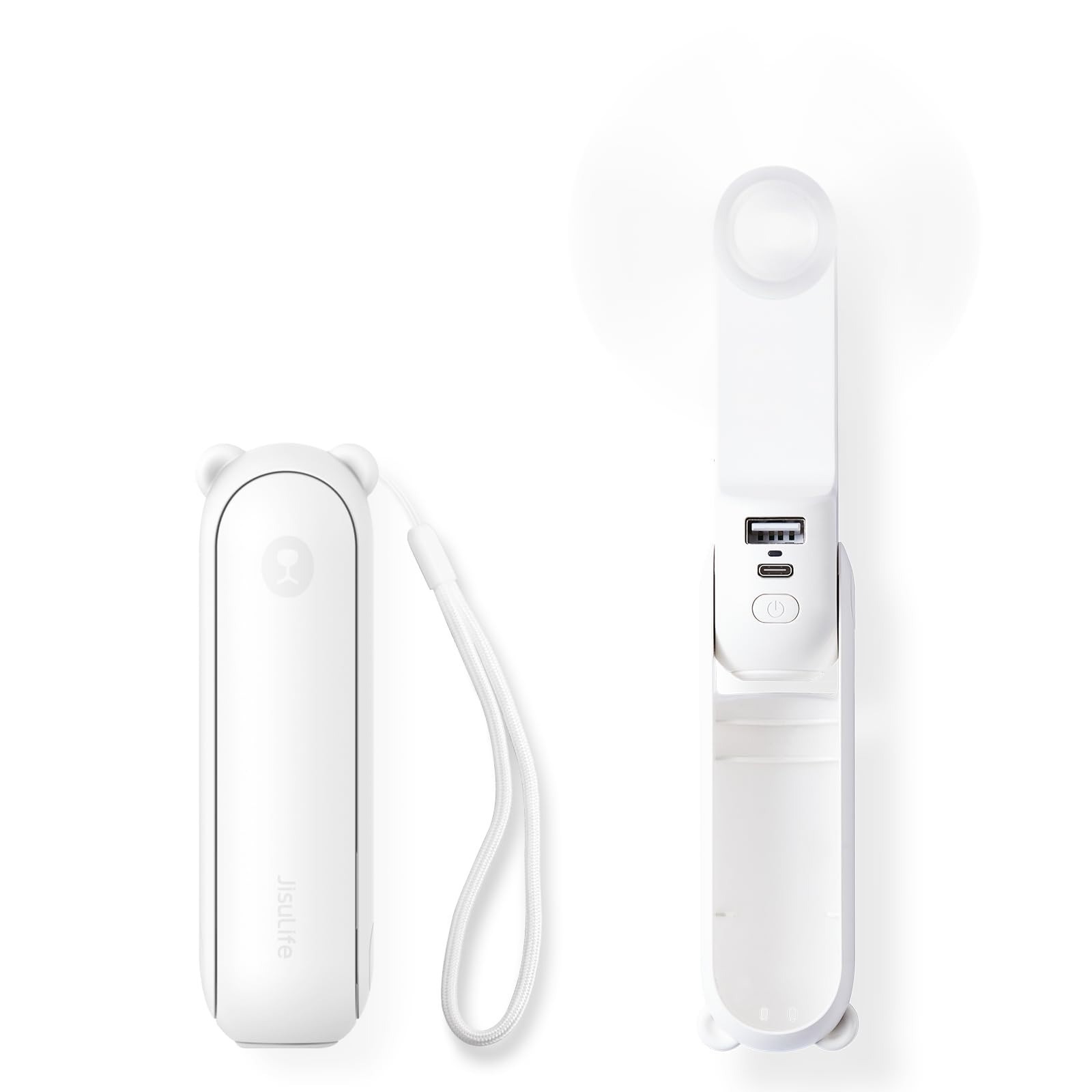 JISULIFE 3 IN 1 Portable Fan with Power Bank & Flashlight – USB Rechargeable