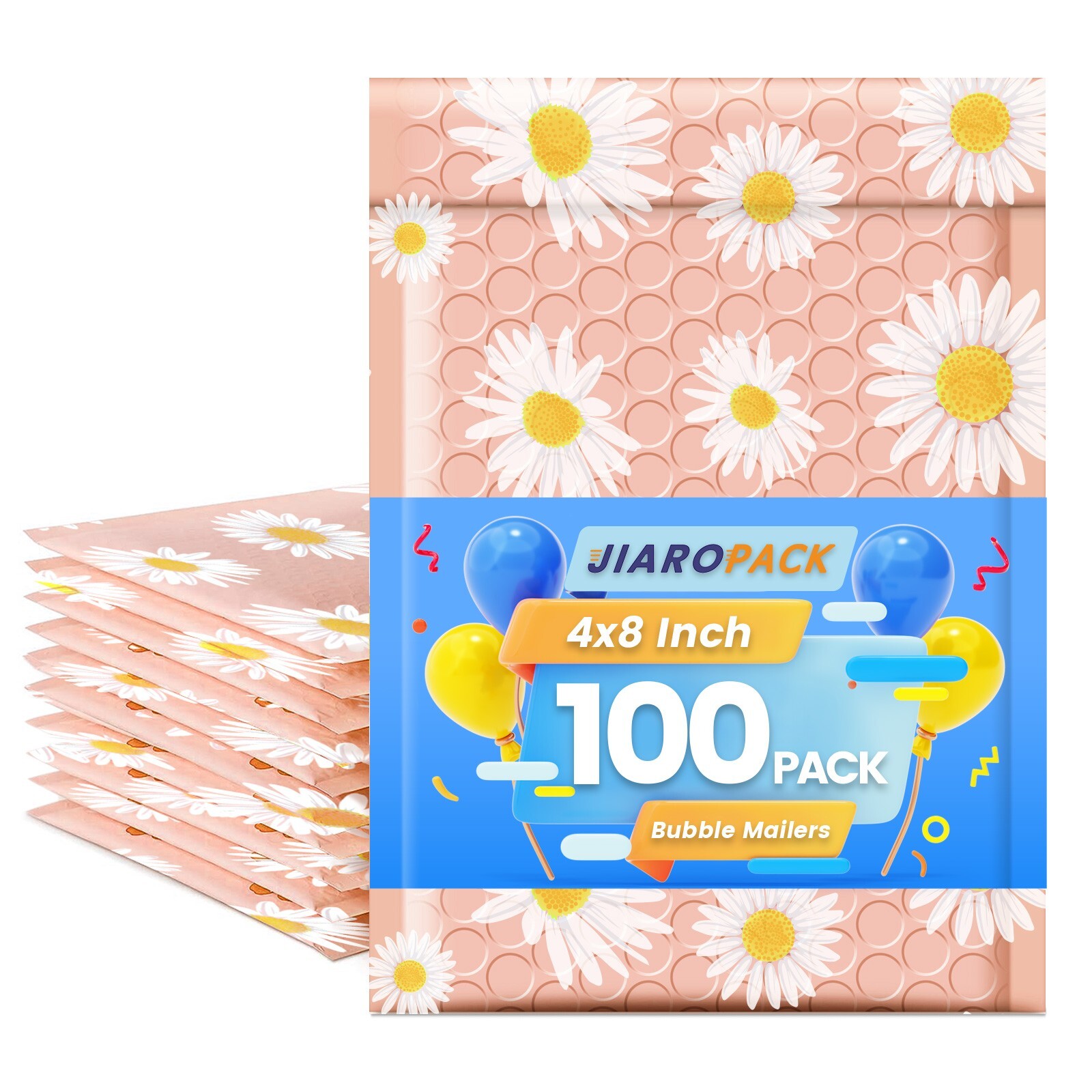 Poly Bubble Mailer 4×8″ 100pcs Padded Envelope Mailing Bags 4×7 Pink Daisy #000