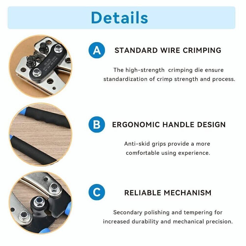 Battery Cable Lug Crimping Tool 10-1 AWG W 60PC Copper Ring Terminal Heavy Duty