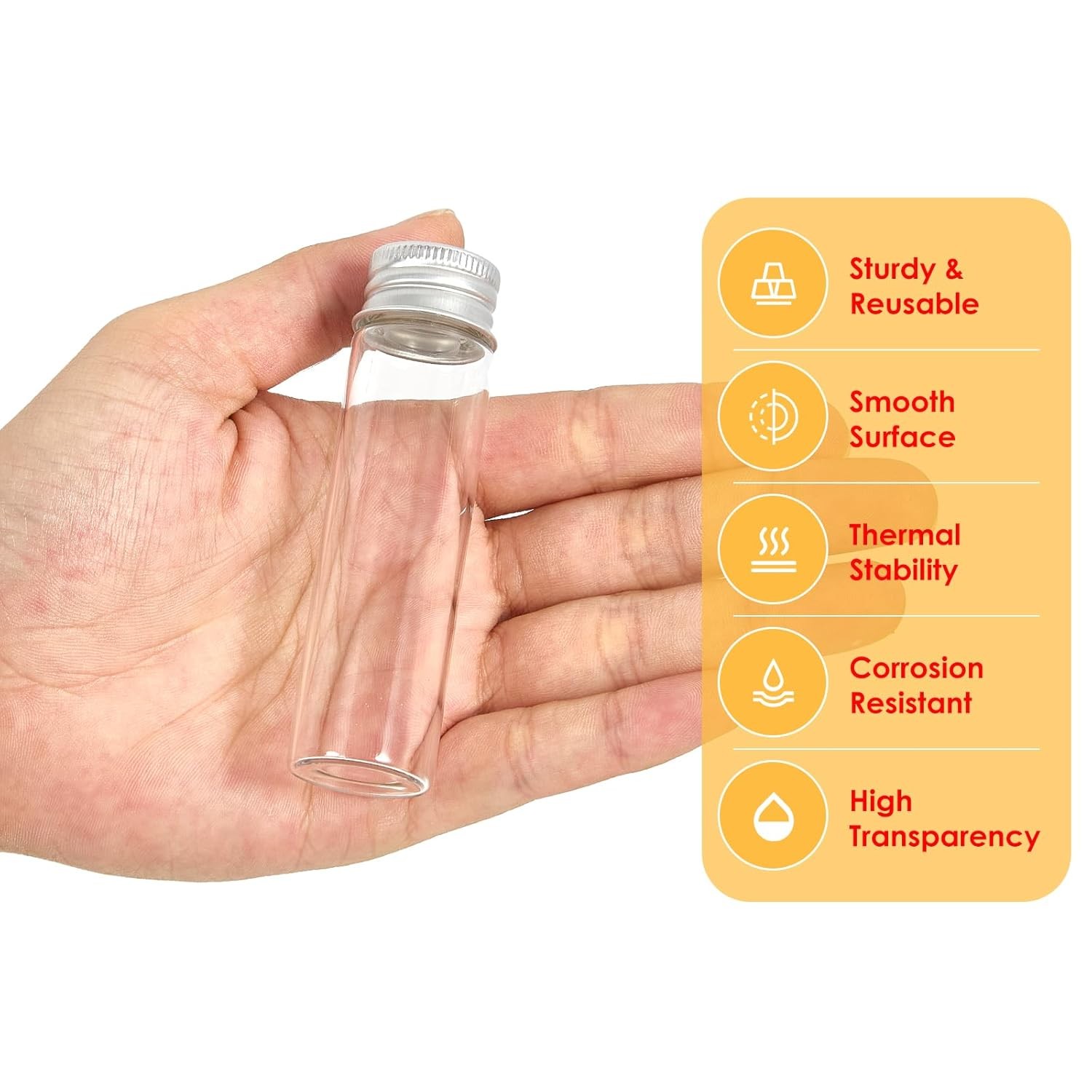 20ml Glass Vials with Screw Caps and Plastic Stoppers, Small 20ml, Clear