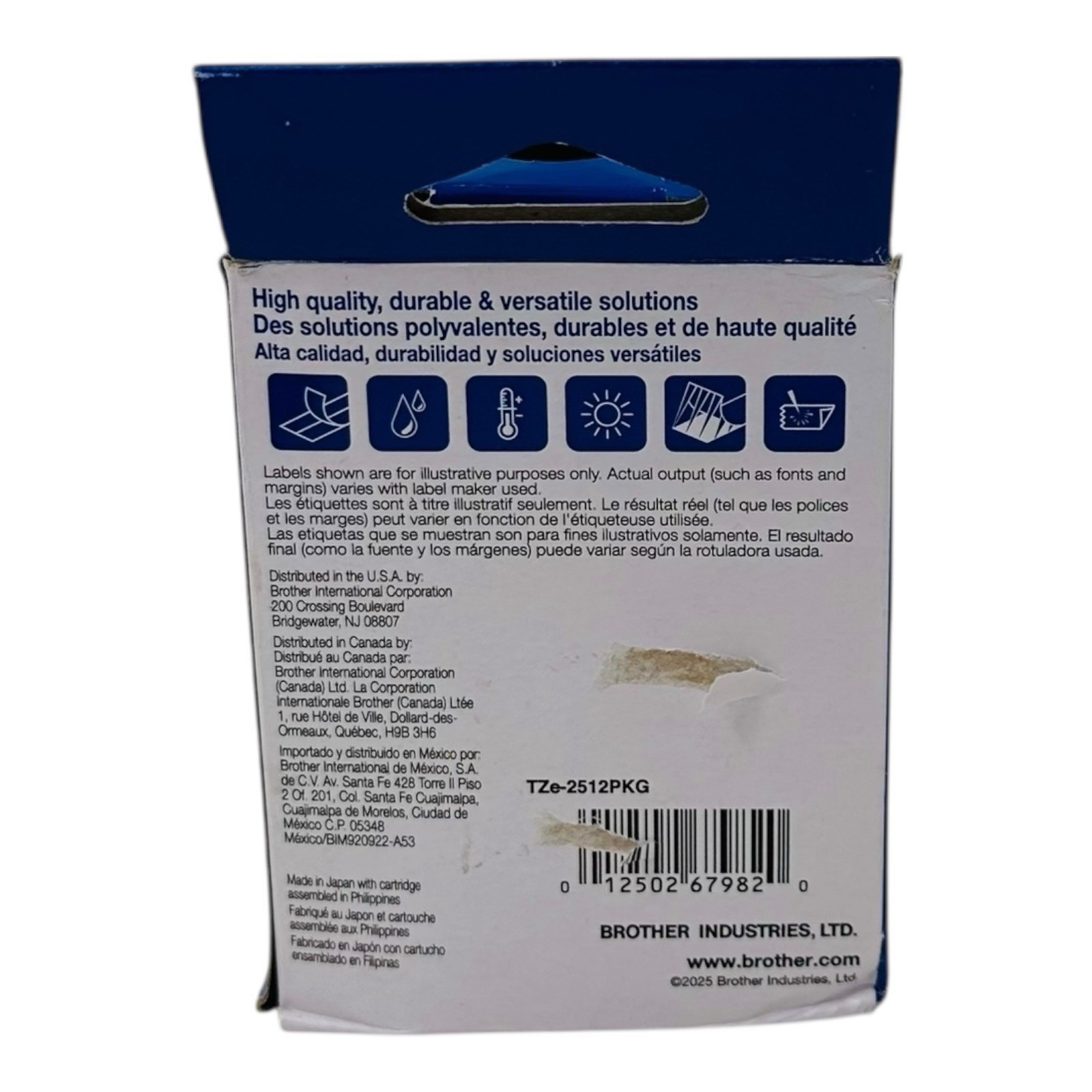 2 PACK Brother TZE-251 LABEL TAPE ORIGINAL P-touch TZe251 Black White 1″ 24 MM