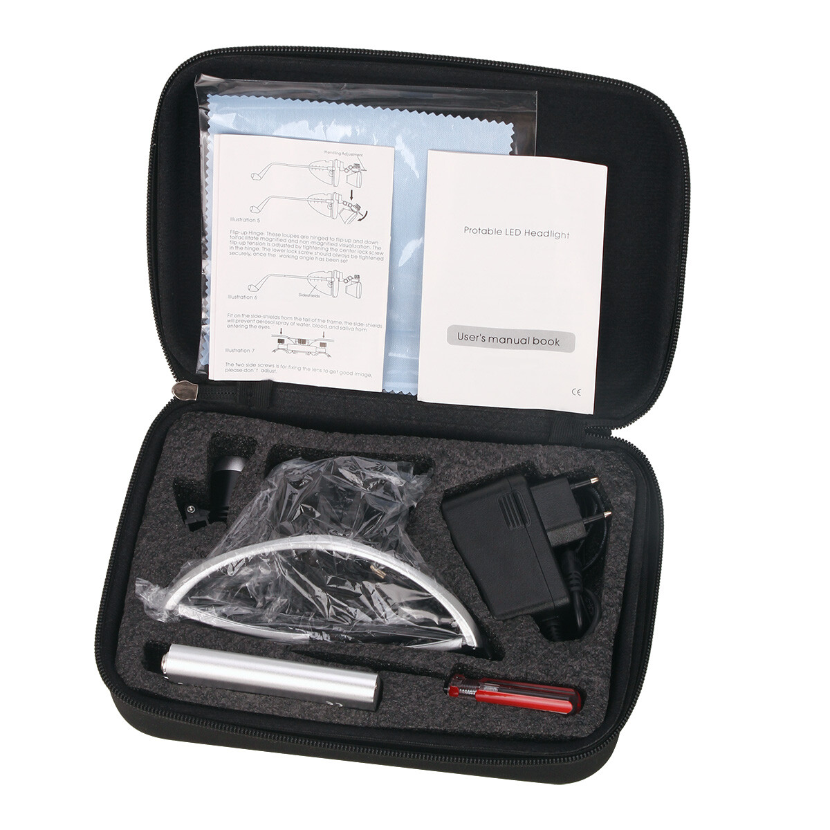 Dental Surgical Binocular Loupe Magnifier Glasses 3.5X-R Dentisit LED Head Light